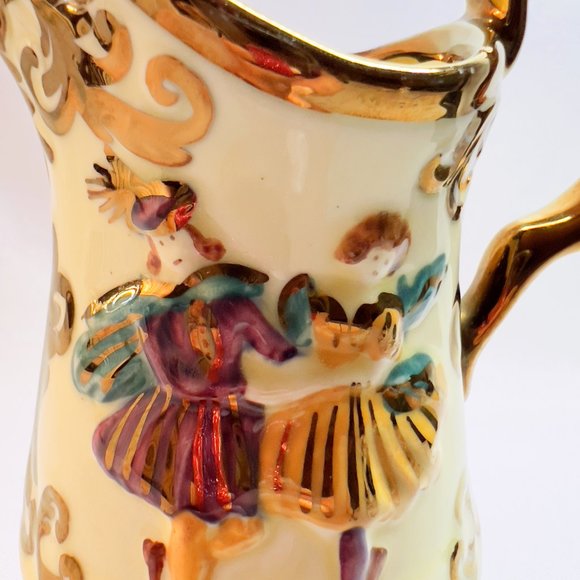 Vintage Wade Festival Creamer Ceramic Small Pitcher Embossed Dancing Couple 1950 - Picture 5 of 8
